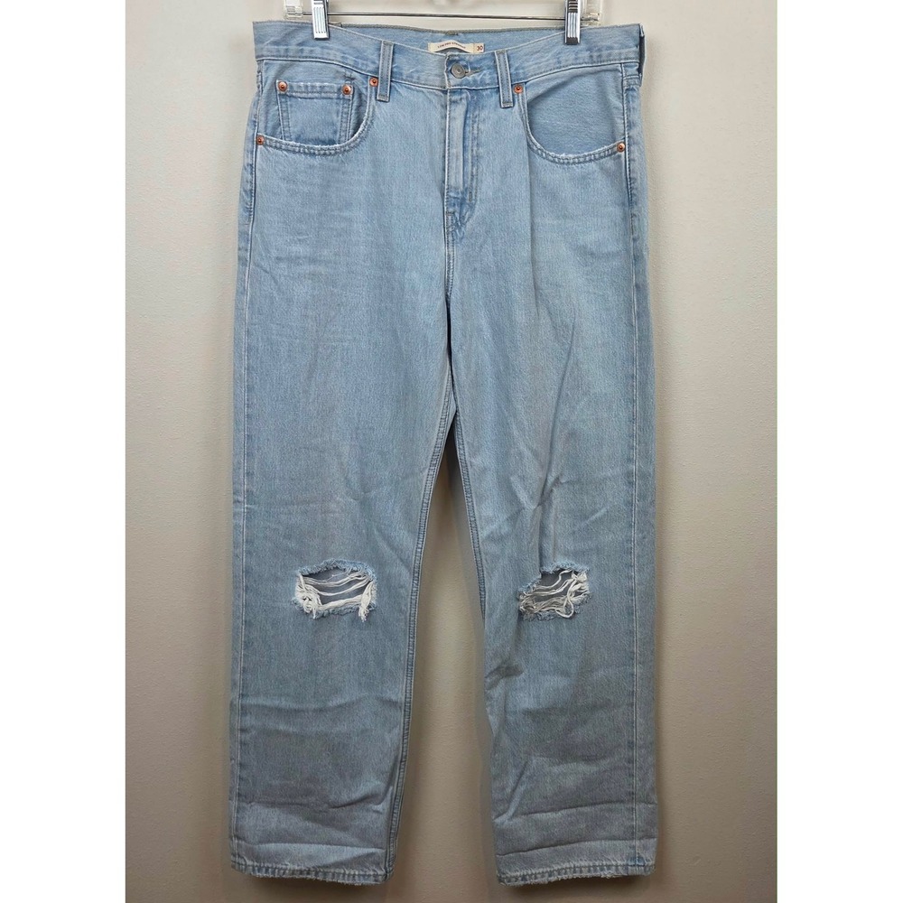 Levis Low Pro Straight Jeans Light Wash Distressed A0964-0011 Size 30 Womens